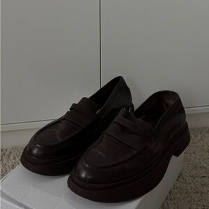 Zara Dark Brown Leather Loafers